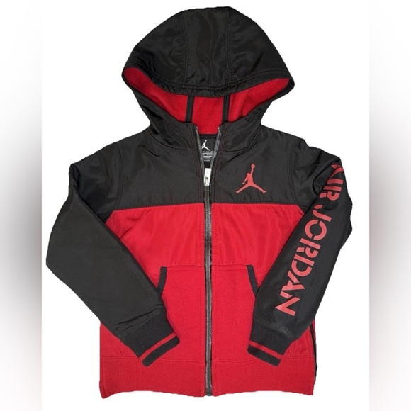 Boy's Air Jordan Jackets Red Logo Coat & Turquoise Zip Hoodie Size XS 4 Lot Of 2 - Picture 3 of 12